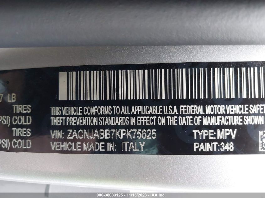 2019 JEEP RENEGADE LATITUDE FWD - ZACNJABB7KPK75625