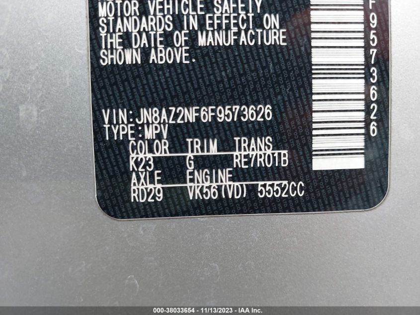 2015 INFINITI QX80 - JN8AZ2NF6F9573626