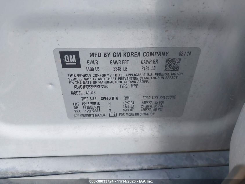 2014 BUICK ENCORE CONVENIENCE - KL4CJFSB3EB687203