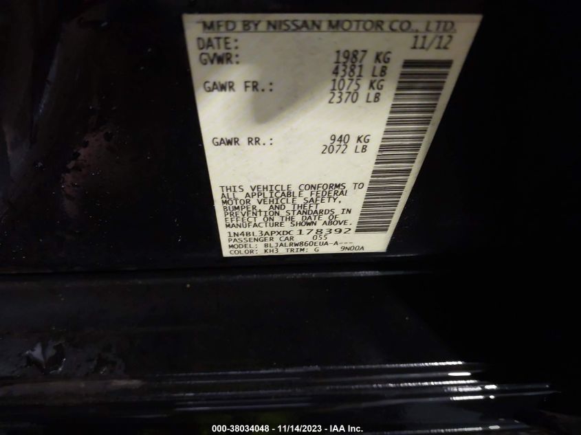 2013 NISSAN ALTIMA 3.5 S - 1N4BL3APXDC178392