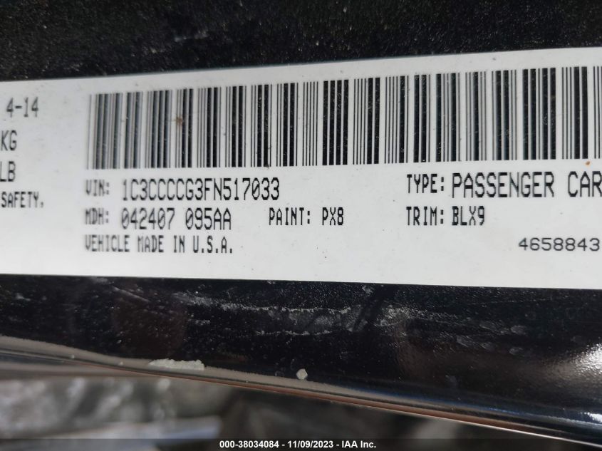 2015 CHRYSLER 200 C - 1C3CCCCG3FN517033