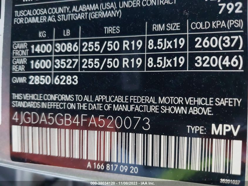 2015 MERCEDES-BENZ ML 400 4MATIC - 4JGDA5GB4FA520073