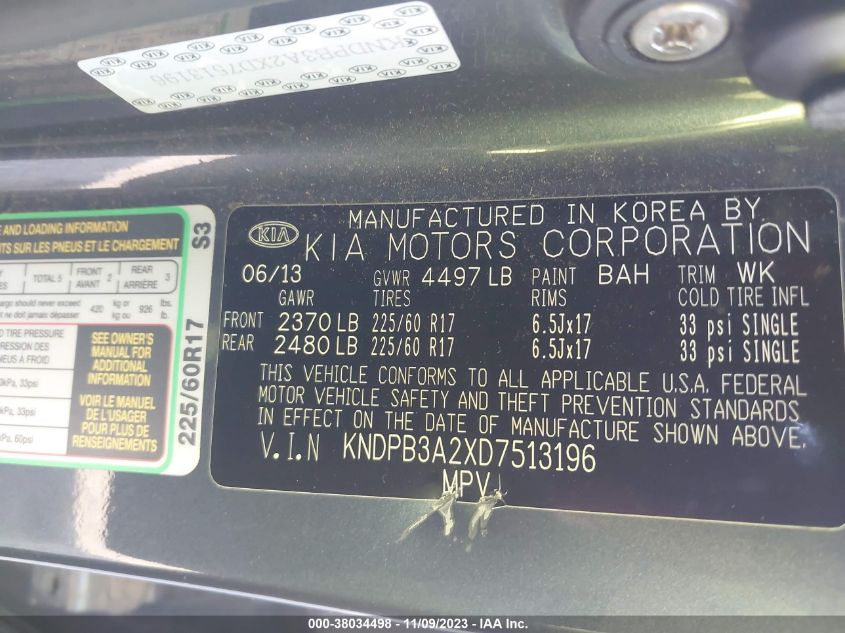 2013 KIA SPORTAGE LX - KNDPB3A2XD7513196