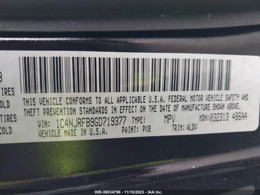 2016 JEEP PATRIOT LATITUDE - 1C4NJRFB9GD719377