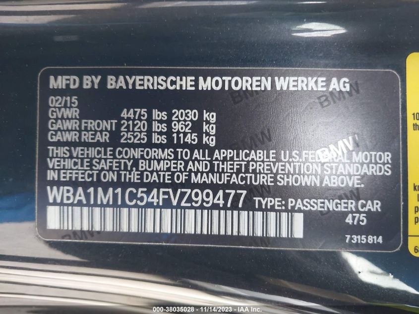 2015 BMW 2 SERIES M235I WBA1M1C54FVZ99477