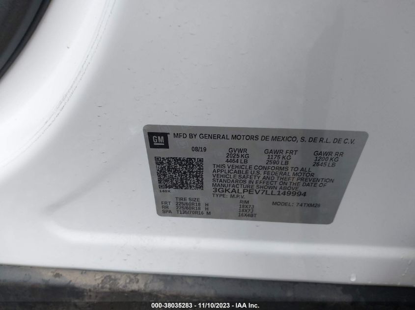 2020 GMC TERRAIN SLT - 3GKALPEV7LL149994