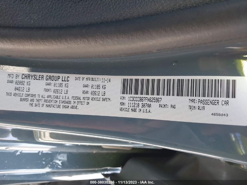 2015 CHRYSLER 200 S - 1C3CCCBB7FN625967