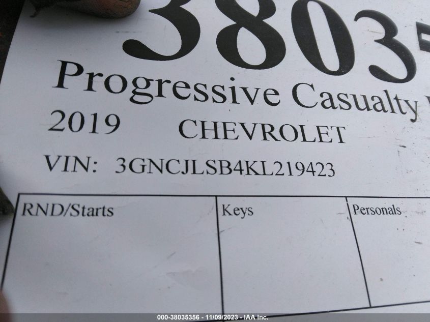 2019 CHEVROLET TRAX 1LT - 3GNCJLSB4KL219423
