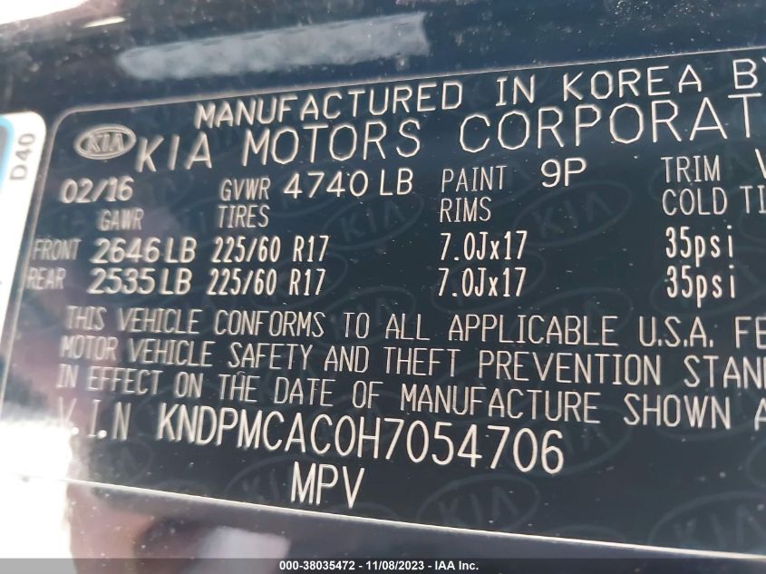 2017 KIA SPORTAGE LX - KNDPMCAC0H7054706