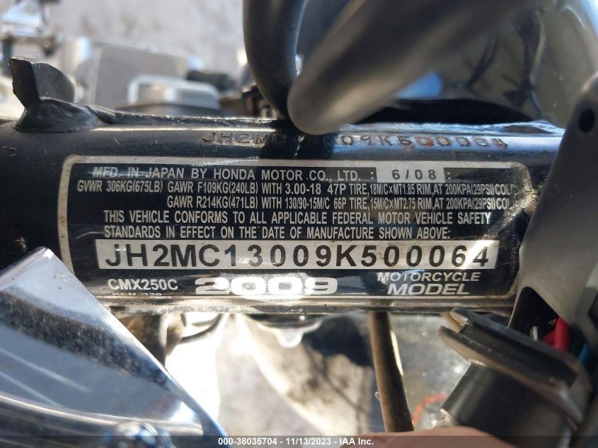 2009 HONDA CMX250 C JH2MC13009K500064