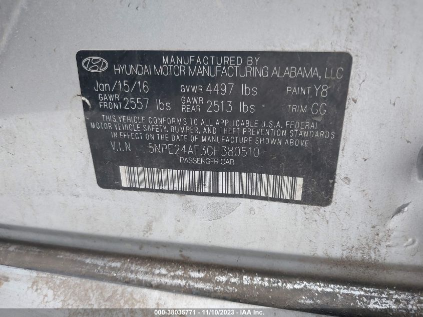 2016 HYUNDAI SONATA SE - 5NPE24AF3GH380510