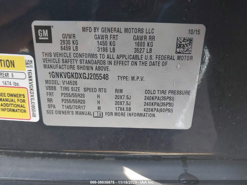 2016 CHEVROLET TRAVERSE LT - 1GNKVGKDXGJ205548