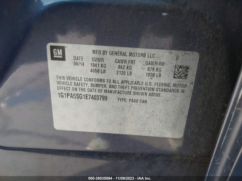 2014 CHEVROLET CRUZE LS - 1G1PA5SG1E7403799