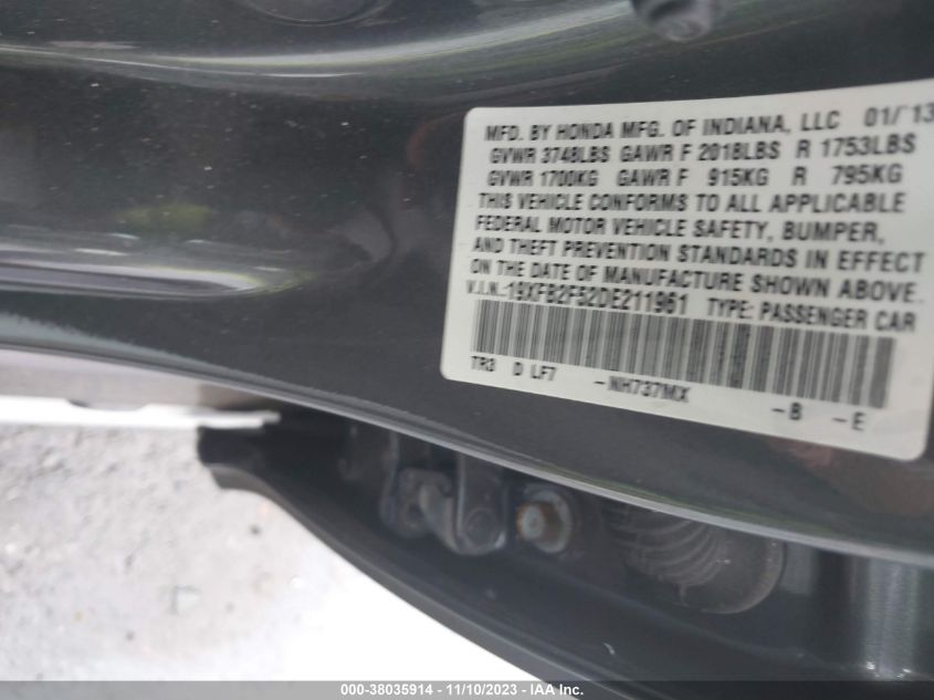 2013 HONDA CIVIC LX - 19XFB2F52DE211961