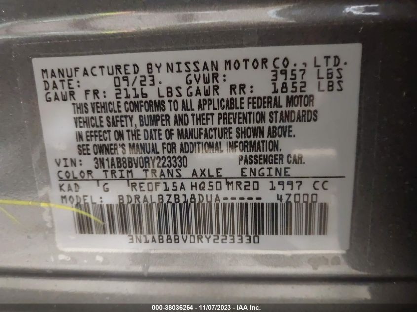 2024 NISSAN SENTRA S - 3N1AB8BV0RY223330