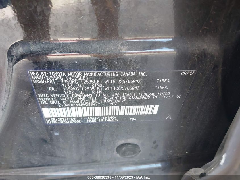 2017 TOYOTA RAV4 XLE - 2T3WFREV6HW398422