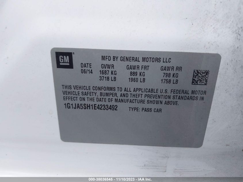 2014 CHEVROLET SONIC LS AUTO - 1G1JA5SH1E4233492