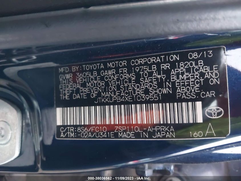 2014 TOYOTA SCION XD - JTKKUPB4XE1039551