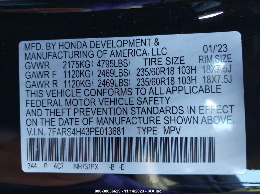 2023 HONDA CR-V EX - 7FARS4H43PE013681