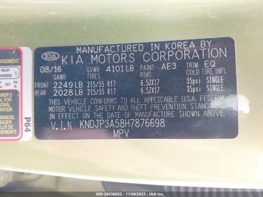 2017 KIA SOUL + - KNDJP3A58H7876698