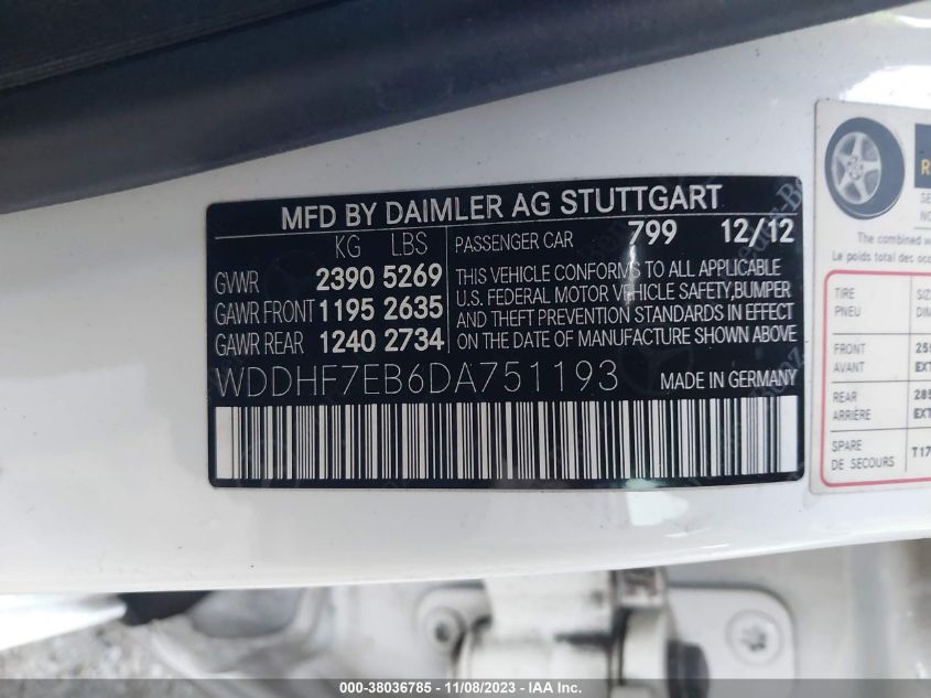 2013 MERCEDES-BENZ E 63 AMG - WDDHF7EB6DA751193