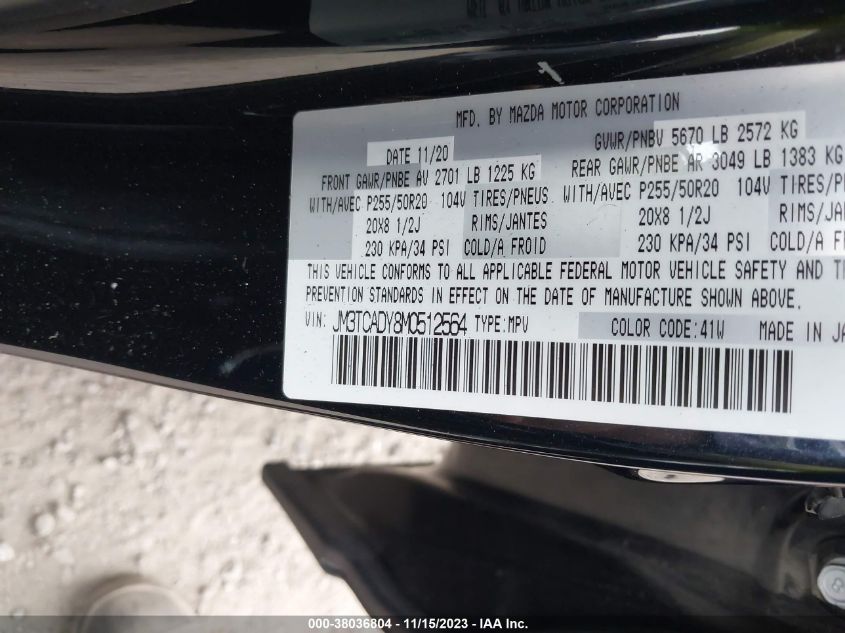 2021 MAZDA CX-9 GRAND TOURING - JM3TCADY8M0512564