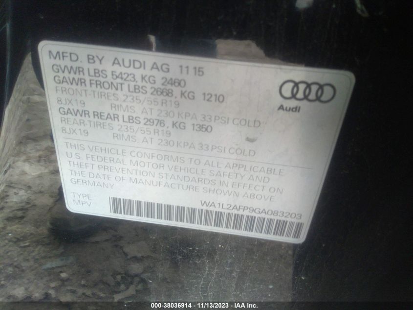2016 AUDI Q5 2.0T PREMIUM - WA1L2AFP9GA083203