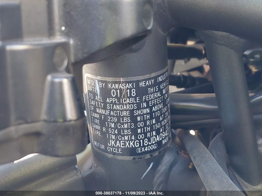 2018 KAWASAKI EX400 - JKAEXKG18JDA09421