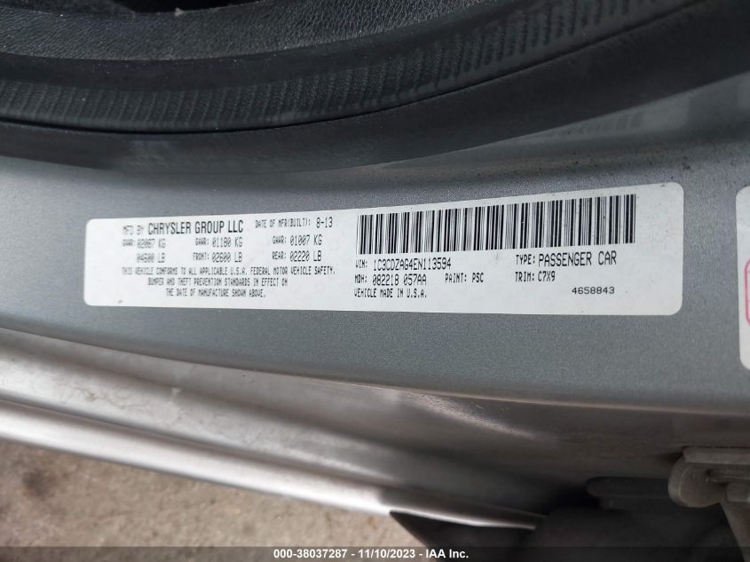 2014 DODGE AVENGER SE - 1C3CDZAG4EN113594