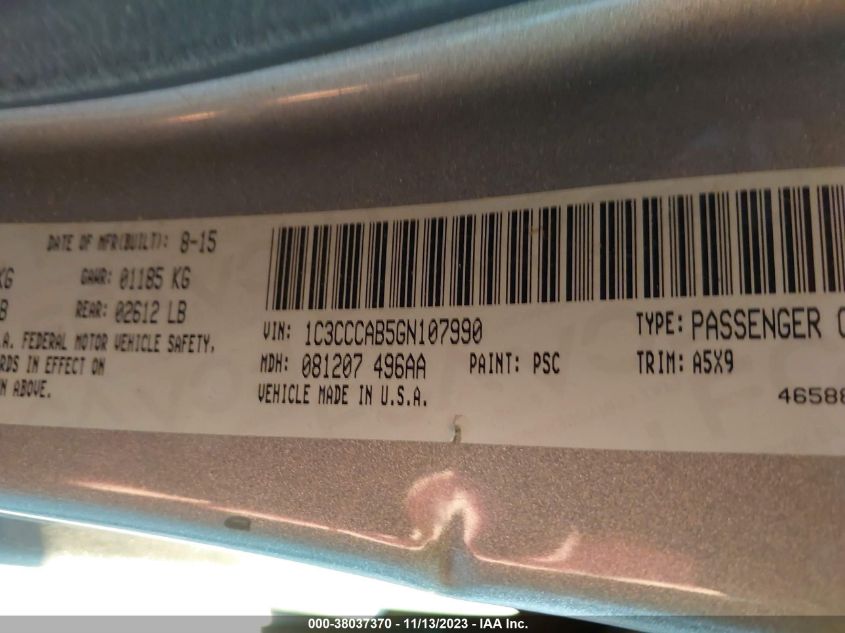 2016 CHRYSLER 200 LIMITED - 1C3CCCAB5GN107990