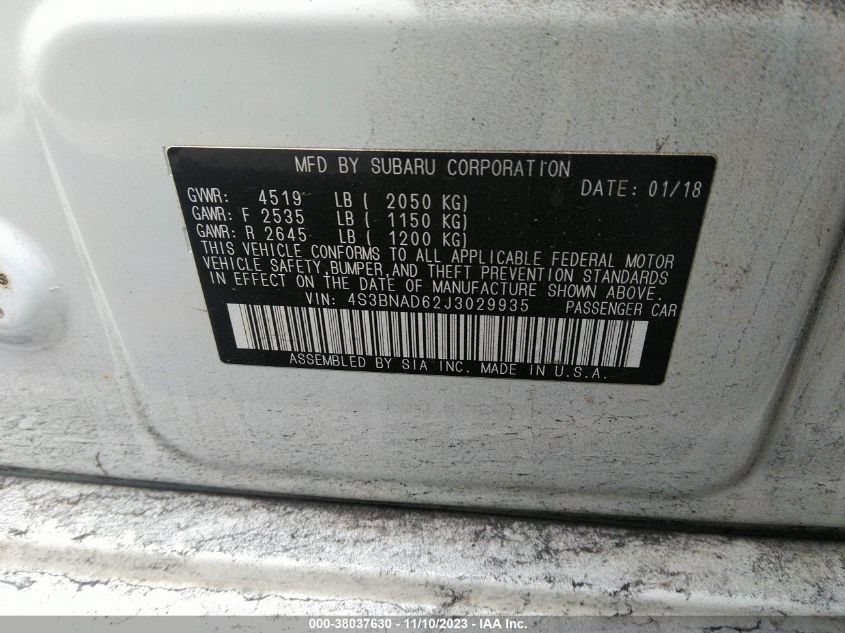 2018 SUBARU LEGACY 2.5I PREMIUM - 4S3BNAD62J3029935