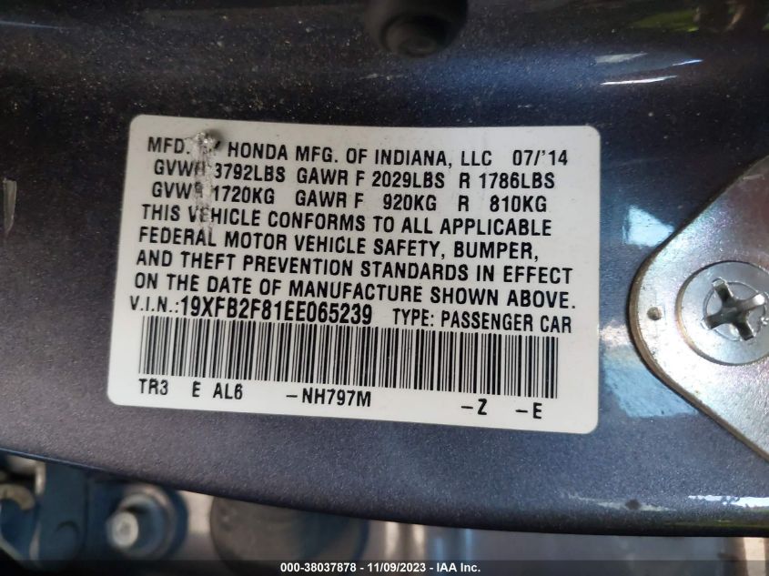 2014 HONDA CIVIC EX - 019XFB2F81EE06523