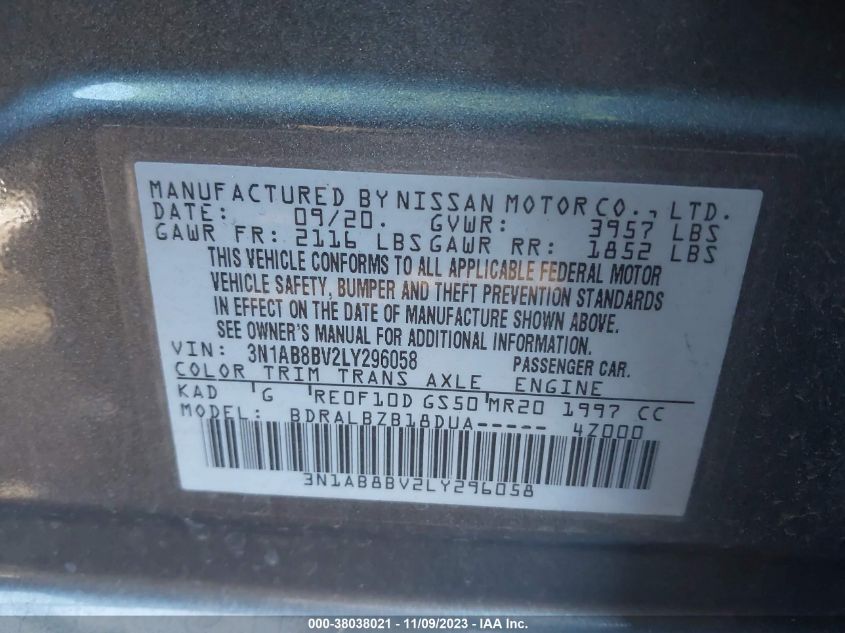 2020 NISSAN SENTRA S - 3N1AB8BV2LY296058