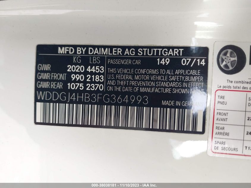 2015 MERCEDES-BENZ C 250 WDDGJ4HB3FG364993