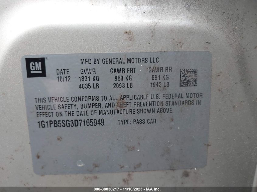 2013 CHEVROLET CRUZE LS - 1G1PB5SG3D7165949