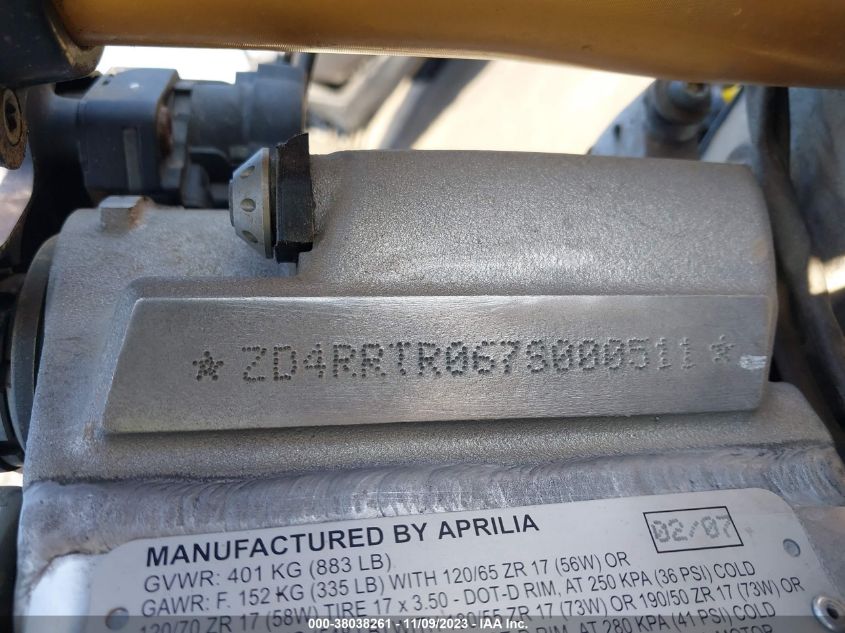2007 APRILIA RSV 1000 R - ZD4RRTR067S000511