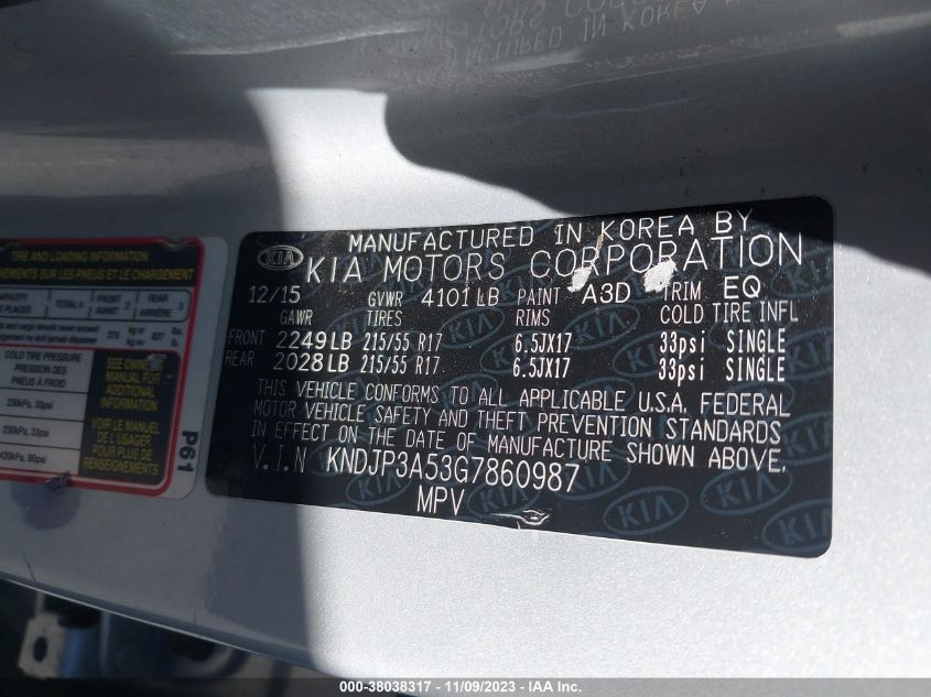 2016 KIA SOUL + - KNDJP3A53G7860987