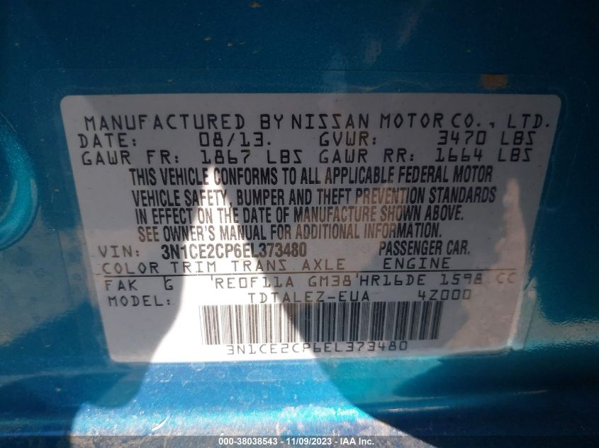 2014 NISSAN VERSA NOTE SV - 3N1CE2CP6EL373480