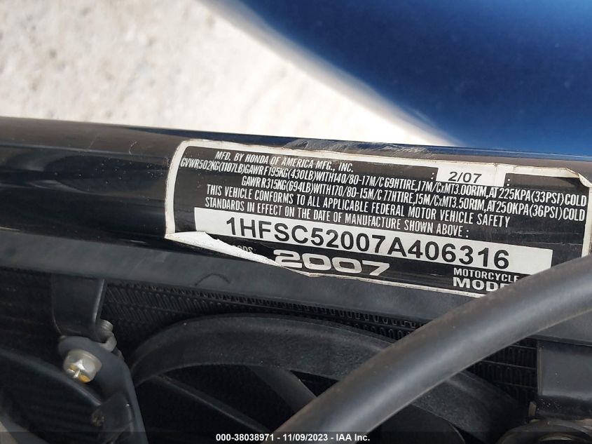 2007 HONDA VTX1300 S 1HFSC52007A406316