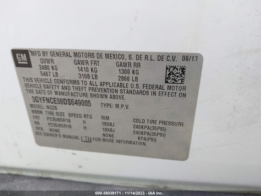 2013 CADILLAC SRX LUXURY COLLECTION - 3GYFNCE38DS649005