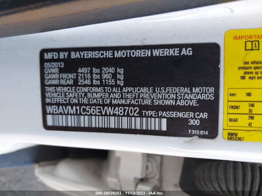2014 BMW X1 SDRIVE28I - WBAVM1C56EVW48702