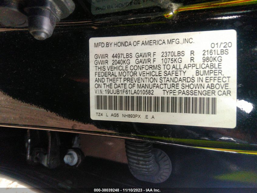 2020 ACURA TLX W/A-SPEC PKG - 19UUB1F61LA010582
