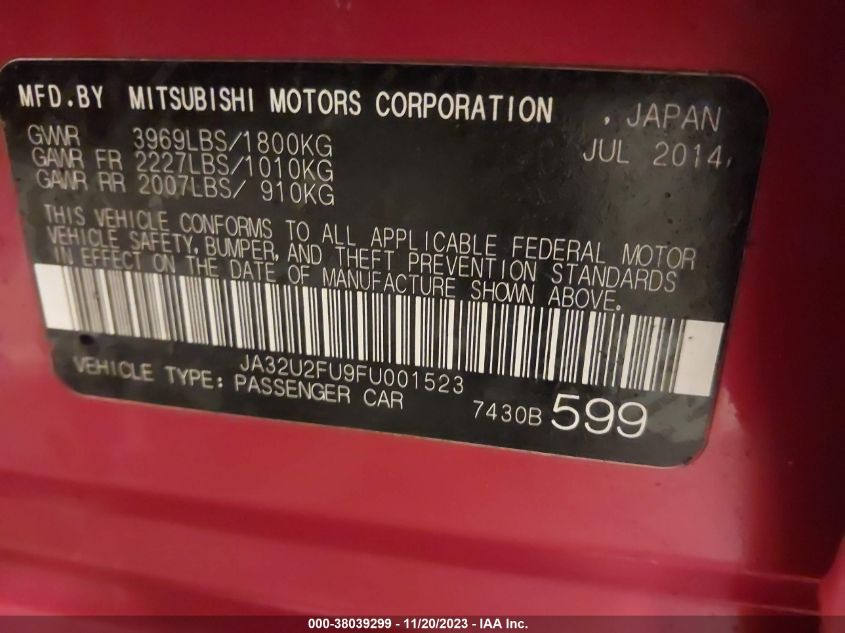 2015 MITSUBISHI LANCER ES - JA32U2FU9FU001523