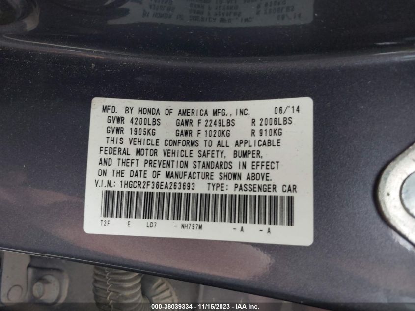 2014 HONDA ACCORD LX - 1HGCR2F36EA263693