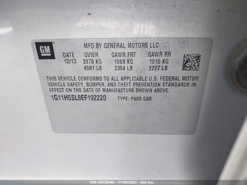 2014 CHEVROLET MALIBU LTZ - 1G11H5SL8EF192220