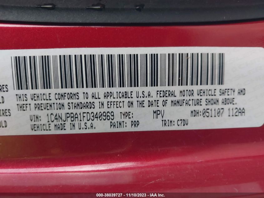 2015 JEEP PATRIOT SPORT - 1C4NJPBA1FD340969
