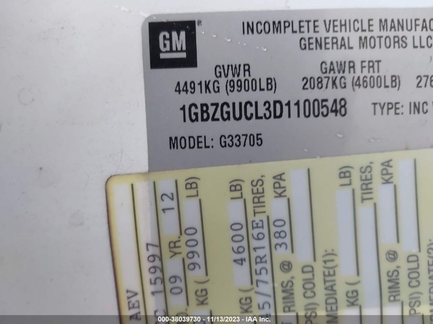 2013 CHEVROLET EXPRESS CARGO VAN DIESEL - 1GBZGUCL3D1100548