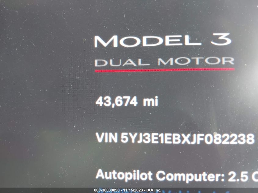 2018 TESLA MODEL 3 - 5YJ3E1EBXJF082238