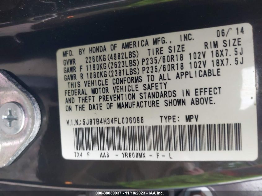 2015 ACURA RDX - 5J8TB4H34FL006096