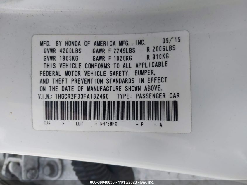2015 HONDA ACCORD LX - 1HGCR2F33FA182460